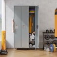 thumbnail image 3 of GAEANET Metal Storage Lockers for Employees with Lock&Pegboard,Steel Locker Cabinet for Gym,School, Industrial Storage Locker Cabinet with 3 Door,Assembly Required,(Light Gray, 3 Doors), 3 of 7