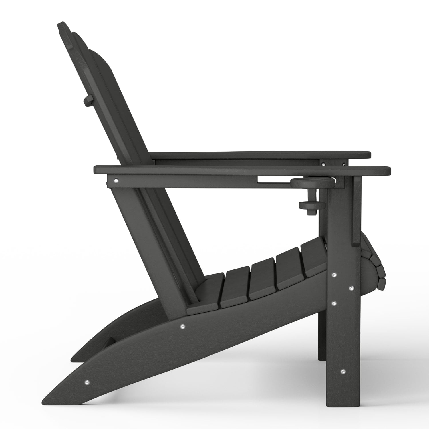 WestinTrends Highland Outdoor Patio HDPE Adirondack Chairs With Cup Holders (Set of 2), Gray