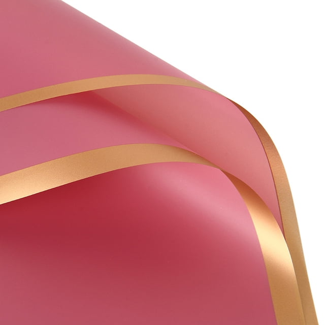 Nvzi flowers, gifts, gift box decorations, gifts, flower packaging paper, (gold edged semi transparent matte waterproof packaging paper, 58 * 58cm, light red)