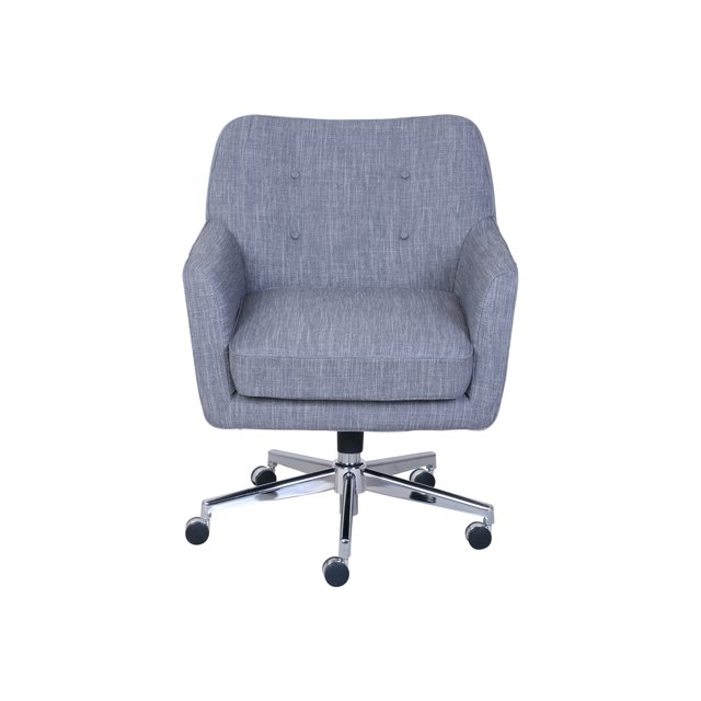 Serta Ashland Ergonomic Home Office Chair with Memory Foam Cushioning Chrome-Finished Stainless Steel Base, 360-Degree Mobility, Fabric, Gray