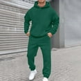 thumbnail image 2 of ibiyuan Sweatsuits for Men Long Sleeve Pullover Hoodie and Pants Long Sleeve Hooded Sweatshirt and Jogger Pants Sweatsuit Set Tracksuits Sportwear Set,Dark Green, 2 of 4
