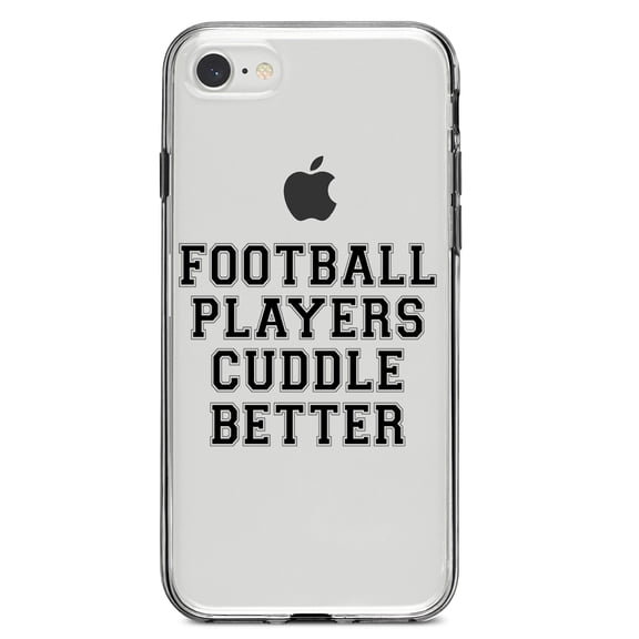 DistinctInk Clear Shockproof Hybrid Case for iPhone 7 8 SE (2020 Model) 4.7" Screen TPU Bumper Acrylic Back Tempered Glass Screen Protector - Football Players Cuddle Better