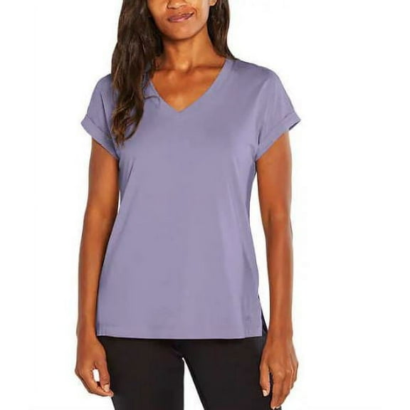 Banana Republic Women’s V-Neck Roll Sleeve T-Shirt, Purple Persian Violet Small