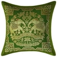 thumbnail image 2 of Stylo Culture Indian Decorative Sofa Brocade Olive Green And Gold Throw Pillow Covers 12x12 Jacquard Weave Banarasi Home Decor Pillow Covers Elephant Floral 30x30 cm Cushion Covers (Set Of 5), 2 of 4