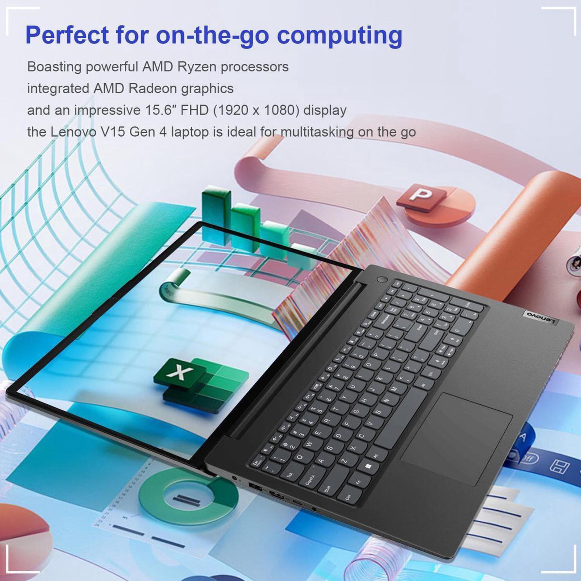 Lenovo V15 15.6" FHD Laptop, AMD Ryzen 7 7730U, 16GB, 512GB SSD