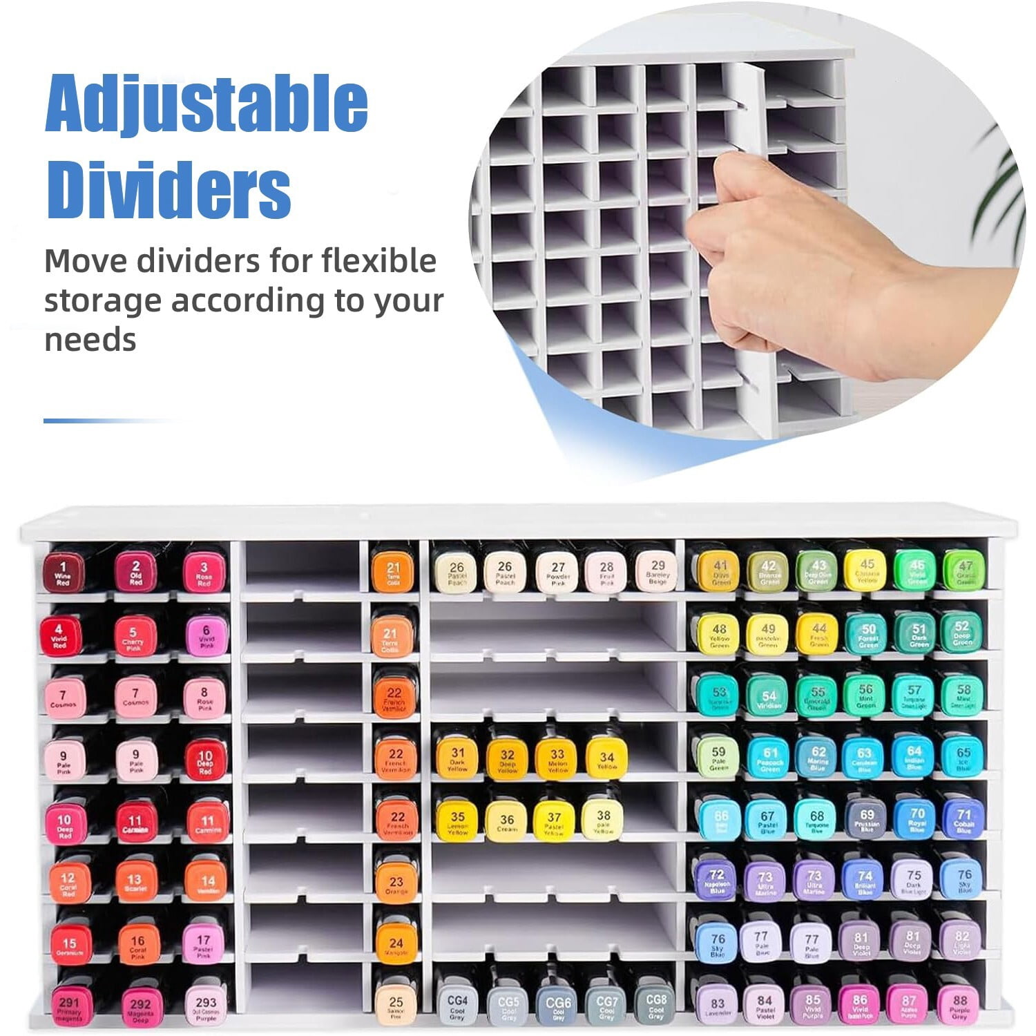 Venoro 120 Hole Artist Marker Storage Case - Portable Shell Organizer with Dividers