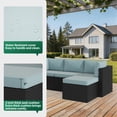 thumbnail image 2 of Clouddwell 5 Pieces Patio Furniture Set, All-Weather Wicker Rattan Patio Sectional Sofa Set with Coffee Table (Light Blue), 2 of 5