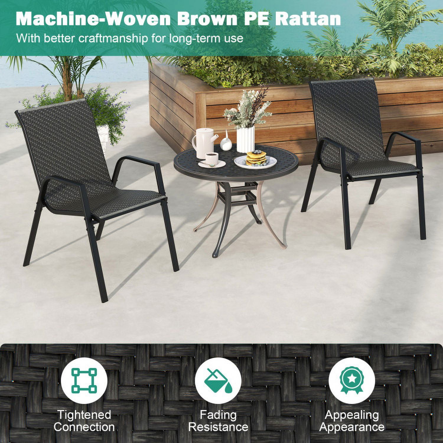 Aimee Lii 4 Piece Patio Rattan Dining Chairs with Wicker Woven Seat and Back for Backyard Front Porch, Outdoor Patio Set, Brown Aimee Lii 4 Piece Patio Rattan Dining Chairs with Wicker Woven Seat and Back for Backyard Front Porch, Outdoor Patio Set, Brown