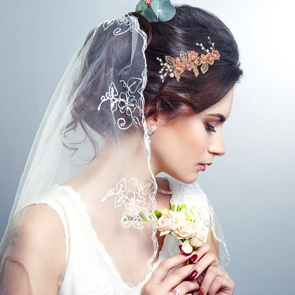 FRCOLOR  Flower Hair Pin Combs for Women Accessories to Bridesmaid Pink