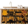 thumbnail image 2 of Black African Women Cabinet Curtain 32"Wx55"L,Dustproof Pantry Door Curtain W/ Self Adhesive Tape,Boho Brown Elephant Giraffe Ethnic Tall Storage Cover Privacy Drape for Bathroom Kitchen Laundry Room, 2 of 9