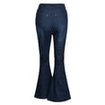 thumbnail image 2 of DYMADE Womens High Waist Denim Jeans Bell Bottom Flare Pants Full Length Trousers, 2 of 6