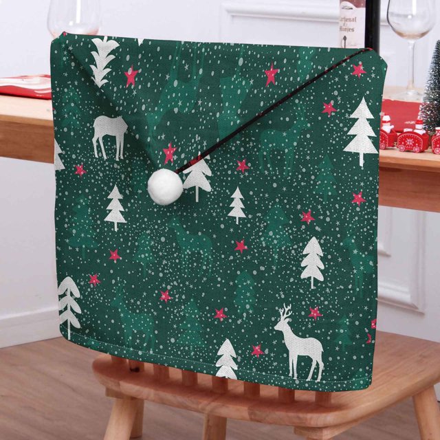 Nilvkv Christmas Decorative Chair Cover Short Chair Backrest Cover Santa Claus Series
