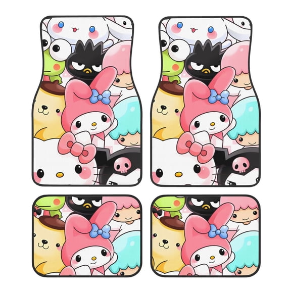 Saiise Sanrio Print Universal Fit Carpet Floor Mats For SUV,Vans,Sedans,Trucks,Set of 4pcs