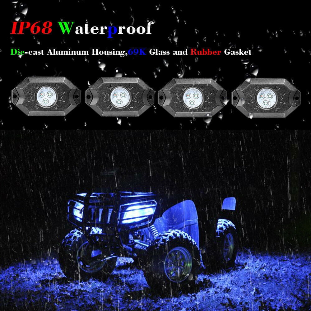 4 Pods RGB LED Rock Lights Chasing Multi Color Bluetooth APP Music UTV ATV Truck