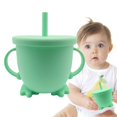 thumbnail image 3 of Taza de Silicona Hugo para Bebés Prueba de Alimentación de Aprendizaje Verde, 3 of 10