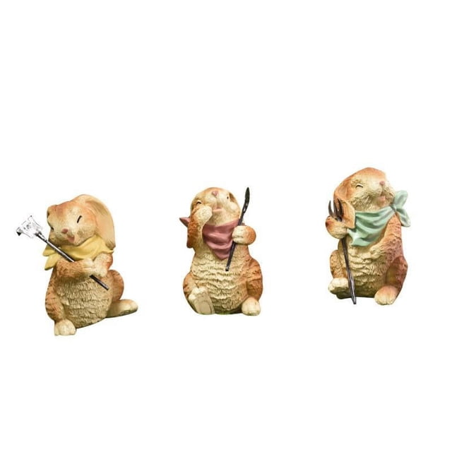3 piezas bonita estatua de conejo de resina para jardín, escultura de conejo, figuritas de , decoración de jardín para césped, regalo de