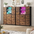 thumbnail image 5 of EnHomee 51"H Tall Dressers for Bedroom with 15 Drawers Dresser with LED Lights Fabric Chest of Drawers with Power Outlet,Brown, 5 of 9
