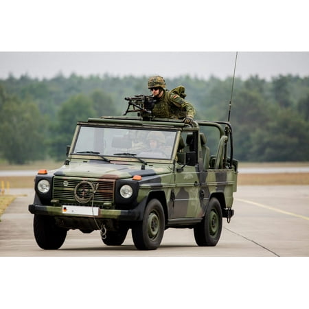 German Heavy Machine Gun German Army paratroopers in a jeep with machine gun mounted Poster Print by Timm ZiegenthalerStocktrek Images ()
