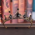 thumbnail image 5 of Tiara de cristal vintage para mujer, corona de diamantes de imitación, accesorios para el cabello de boda (negro), 5 of 5