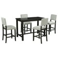 thumbnail image 3 of Classic Elegant Kitchen Dining Furniture , Soft Backrest 5-Piece Counter Height Dining Set, Wooden Rectangular Dining Table and 4 Upholstered Chairs Dining Set , Espresso Frame with Beige Cushion, 3 of 9