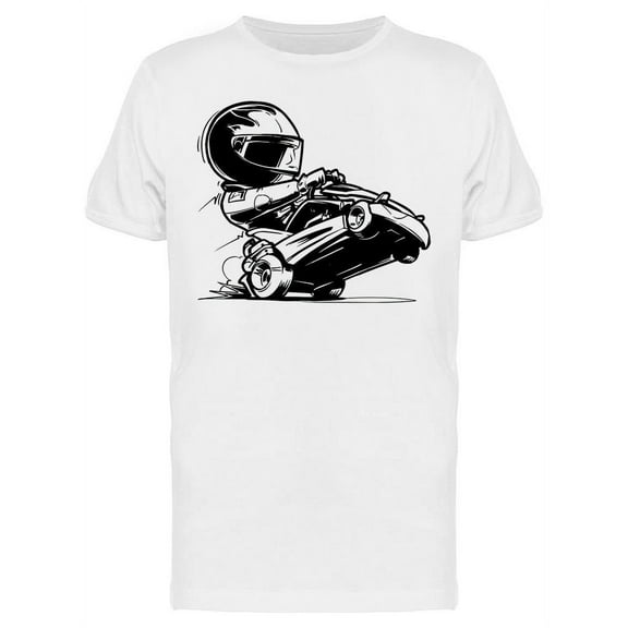 Cartoon Go Kart Racer Sketch T-Shirt Men -Image by Shutterstock, Male Large