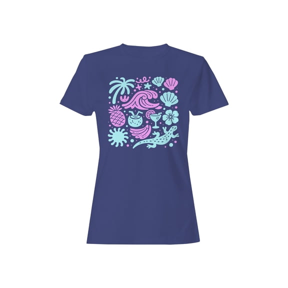 Tropical Beach Vibes Artwork Women's T-shirt Purple