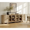 thumbnail image 4 of Farmhouse Sideboard Buffet Cabinets with 4-Glass Door, Kitchen Storage Cabinets with Charging Station, Wooden Coffee Bar Table with Adjustable Shelf & 2 Drawers for Dining Room, Living Room, Oak, 4 of 9
