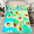thumbnail image 2 of Homewish Chic Flower Daisy 3pcs Twin Sheet Sets for Kids Children Teens,Red Ladybird Twin Fitted Sheet,Abstract Watercolor Gradient Breathable Flat Sheet,Lightweight Room Decor, 2 of 7