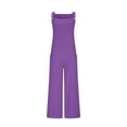 thumbnail image 4 of Jumpsuit for Women Crew Neck Adjustable Sleeveless Wide Leg Straps Rompers Casual Loose Long Pants Jumpsuit with Pockets, 4 of 6