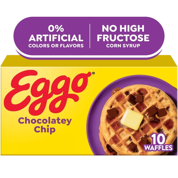 Eggo Chocolatey Chip Waffles, Breakfast Food, 12.3 oz, 10 Count (Frozen), Regular