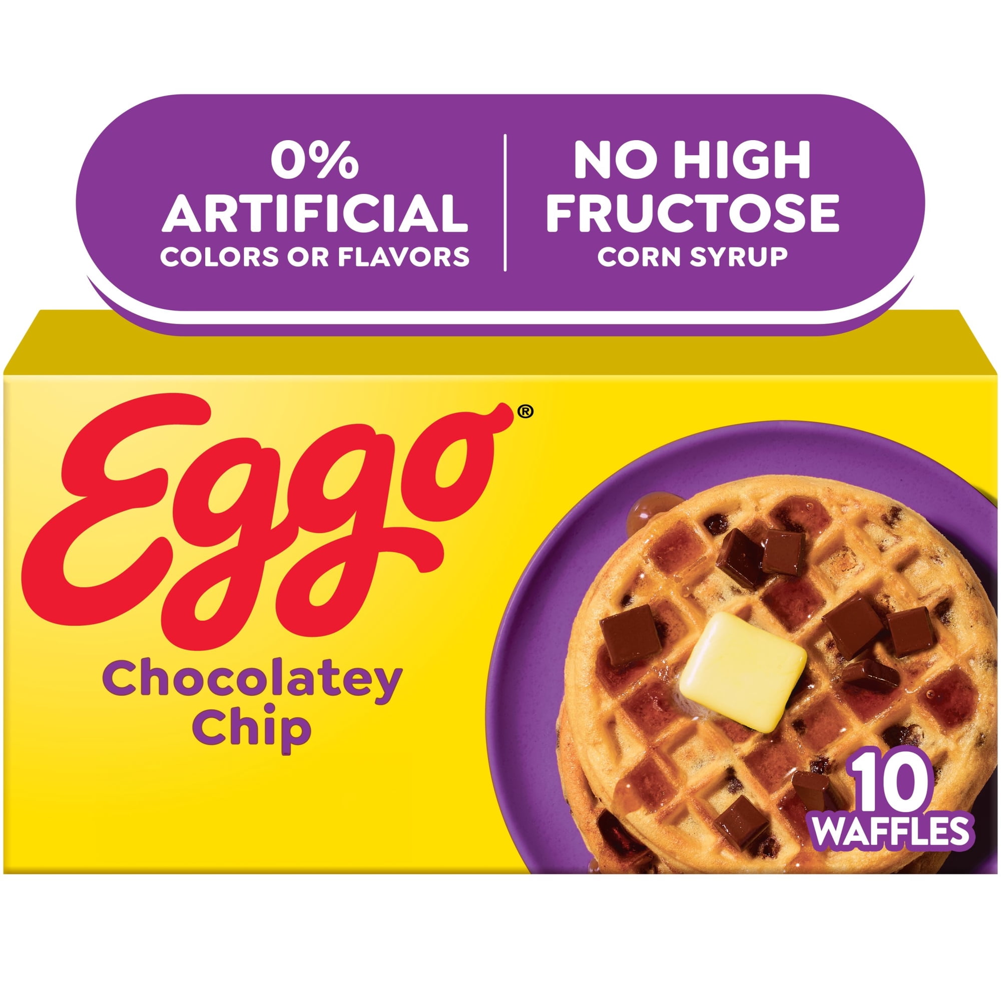 Eggo Chocolatey Chip Waffles, Breakfast Food, 12.3 oz, 10 Count (Frozen), Regular