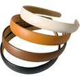 thumbnail image 1 of wonima44 4 Pack Leather Headband Non-slip Fashion Wide Headband for Women Simple Hairbands Hair Hoop Solid Color Soft PU Leather Head Bands for Women Girls, 1 of 1