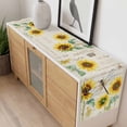 thumbnail image 3 of Sunflower Cotton Linen Rectangle Table Runners 13"x48", Vintage Yellow Summer Botanical Dragonfly Coffee Table Runner Dresser Scarves Luxury Table Runners for Wedding Party Banquet Dinner Decor, 3 of 8