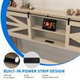 thumbnail image 3 of Dextrus Farmhouse King Bed Frame with Storage Headboard, Rustic Oak Wood Platform Bed with Storage Shelf, Barn Door, Power Outlet, No Box Spring Required, 3 of 6