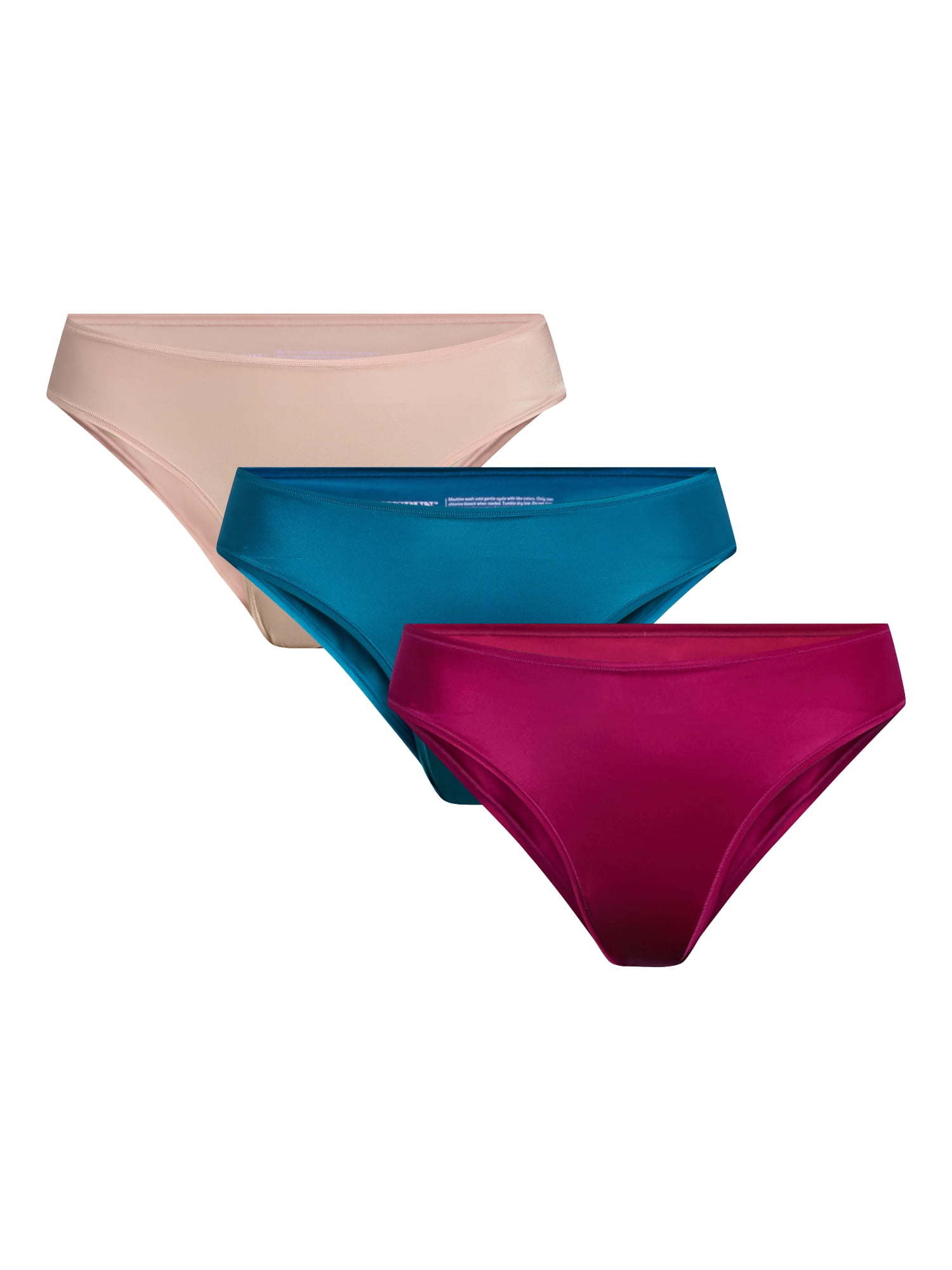 Joyspun Women’s Glossy Shine Cheeky Panties, 3-Pack, Sizes XS-3XL