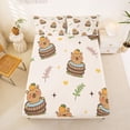 thumbnail image 5 of Erosebridal Funny Capybara Full Size Sheets For Capybara Lover,Orange Loves Pattern Bed Sheets For Kids Girls 4-Piece, 5 of 6