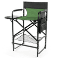 thumbnail image 3 of Tcbosik Tall Folding Directors Chair with Side Table, 31" Seat Height Foldable Camping Chair with Built-in Cup Holder and Storage Pocket for Makeup Artist Face Painting, Olive, 3 of 11