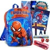 Marvel Shop Spiderman Backpack School Supplies Set ~ 14 Pc Bundle With 16 inch Spiderman School Bag For Boys, Girls, and Kids, Notebook, Pencil, and More (Spiderman Back to School)