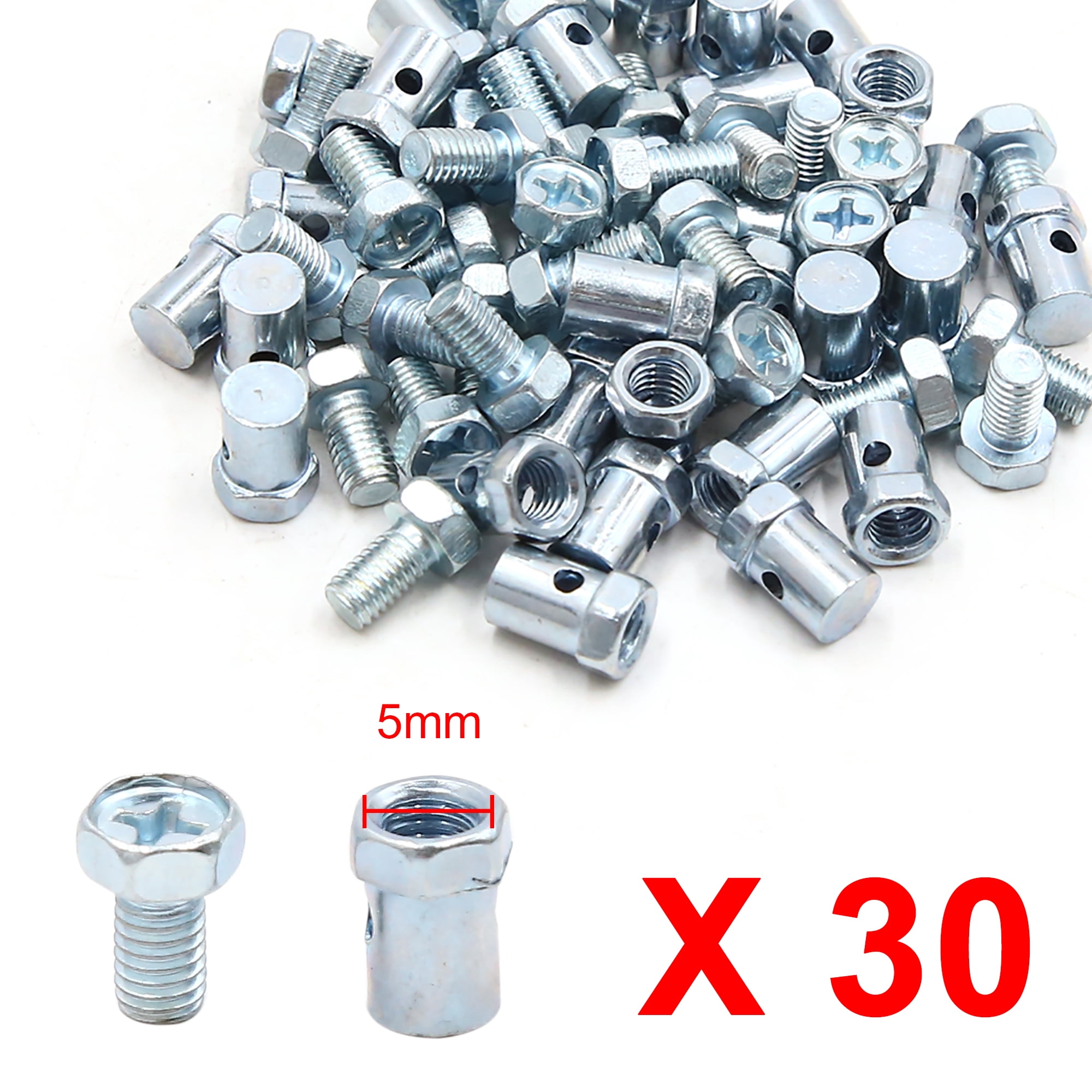 Unique Bargains 30pcs Brake Cable Wire Solderless Nipple Screw Silver Tone for Motorcycle