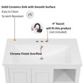 thumbnail image 6 of EUCOCO 30" Bathroom Vanity with Sink, Bathroom Storage Cabinet with Doors,Drawers and Adjustable Shelf, Solid Wood Frame, Ceramic Sink, White, 6 of 10
