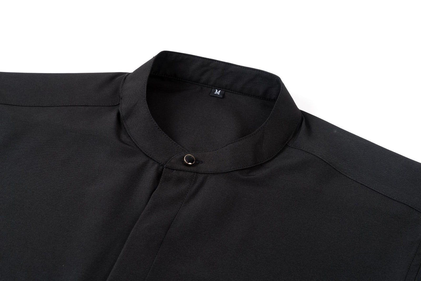 Mens Shirt Retro Stand Collar Long Sleeve Stretchy Business Tops