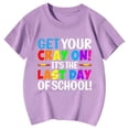 thumbnail image 4 of XAOFW Girl's T-Shirts Childrens Letter Prints Crewneck Short Sleeved T Shirt For Boys Girls Home Lounging Stylish Top, 4 of 4