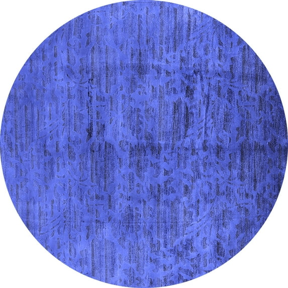 Ahgly Company Indoor Round Oriental Blue Industrial Area Rugs, 7' Round