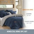 thumbnail image 4 of 3PC Navy/Graphite King/Cal King (106" x 92") 2 in 1 Reversible Duvet Cover & Sham Set (Comforter not Included), 4 of 6