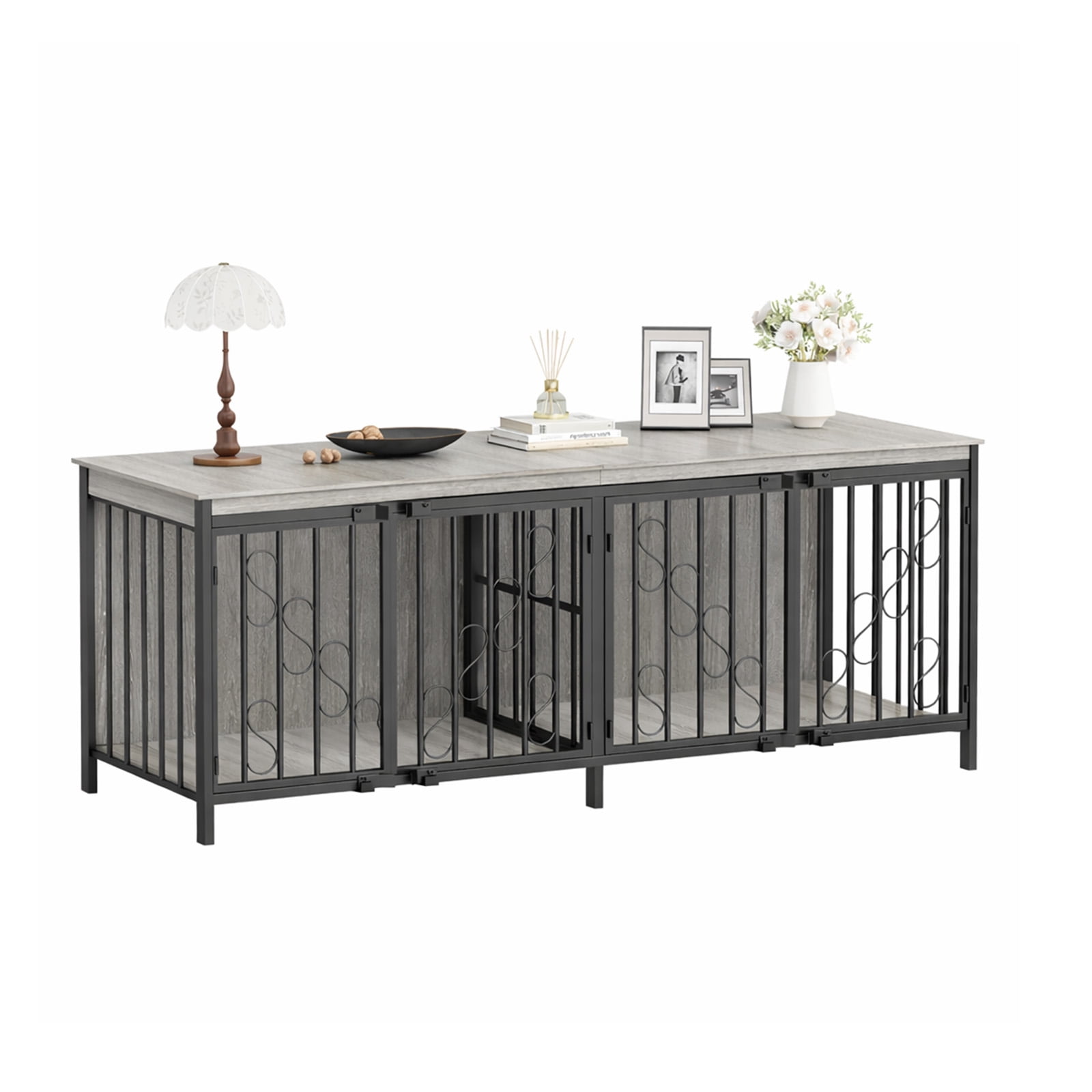 Bel Ark 71 inch Dog Crate Furniture for 1 or 2 Dogs, Heavy Duty Single/Double Dog Crates for Small/Medium/Large Dogs,Double Doors Design,Dog Kennel Furniture Indoor as TV Stand