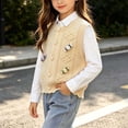 thumbnail image 4 of Cethrio Girls Sweater Vests, Buttons Sleeveless Stretchy Knitted Fall Winter Clothing Yellow Size 7-8 T, 4 of 8