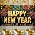 thumbnail image 5 of Colorful Happy New Year Banner Fireworks New Year Party Banner Lighted Letters Golden Lights Festive Banner for New Year Party New Year Eve Celebration Indoor Decoration, 5 of 9
