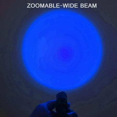 TRAHOO-4 Pack One Mode Blue Light Flashlight with Clip Zoomable Blue LED Flashlight Blue Flashlight for Hunting Fishing