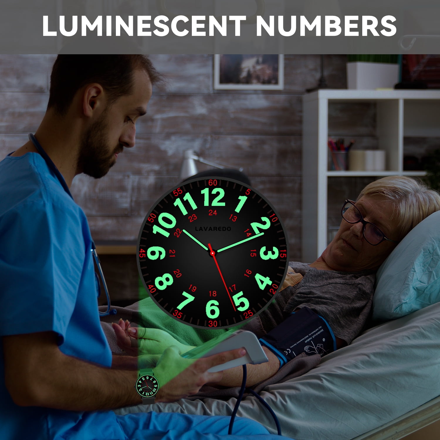 Bomieux Watch for Women Nurse Watch for Doctors Luminous Easy Read Dial,12/24 Hours with Second Hand,Silicone Band,Waterproof Watch Mother's Day gift for Women