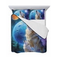 thumbnail image 7 of Quilts Twin Size Bedding Set, Abstract Art Wolfs Lightweight Quilted Comforter, Blue Moon Forest Black Soft Reversible Bedspread Coverlet with Pillow Covers for All Season, 68" x 86", 7 of 7